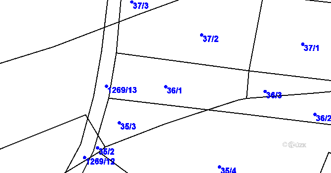 Parcela st. 36/1 v KÚ Slatiny, Katastrální mapa
