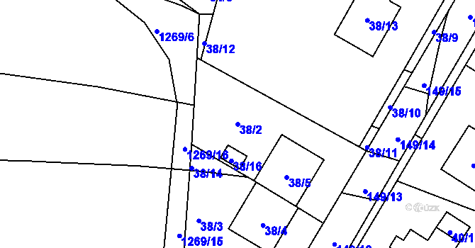 Parcela st. 38/2 v KÚ Slatiny, Katastrální mapa