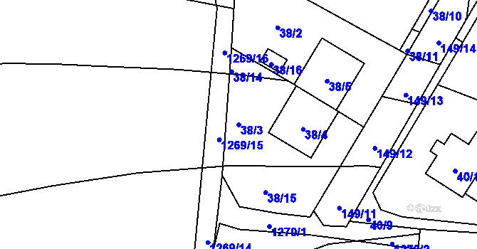 Parcela st. 38/3 v KÚ Slatiny, Katastrální mapa