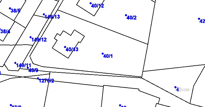 Parcela st. 40/1 v KÚ Slatiny, Katastrální mapa
