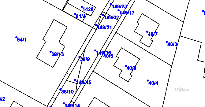 Parcela st. 40/5 v KÚ Slatiny, Katastrální mapa