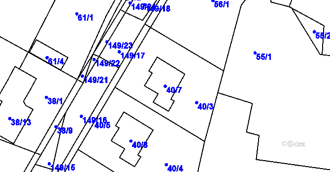 Parcela st. 40/7 v KÚ Slatiny, Katastrální mapa