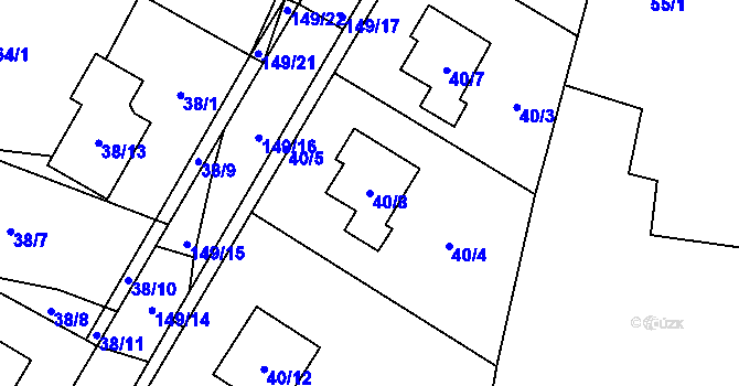 Parcela st. 40/8 v KÚ Slatiny, Katastrální mapa