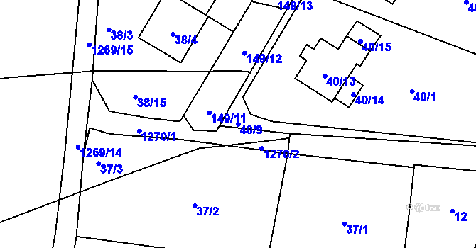 Parcela st. 40/9 v KÚ Slatiny, Katastrální mapa