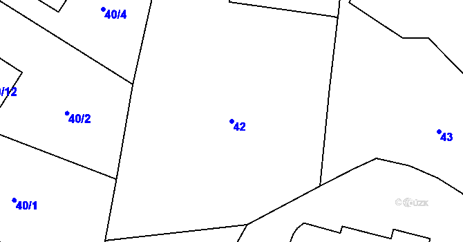 Parcela st. 42 v KÚ Slatiny, Katastrální mapa