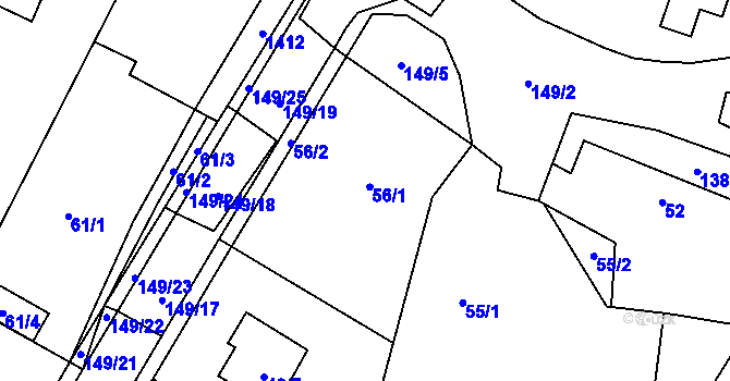 Parcela st. 56/1 v KÚ Slatiny, Katastrální mapa