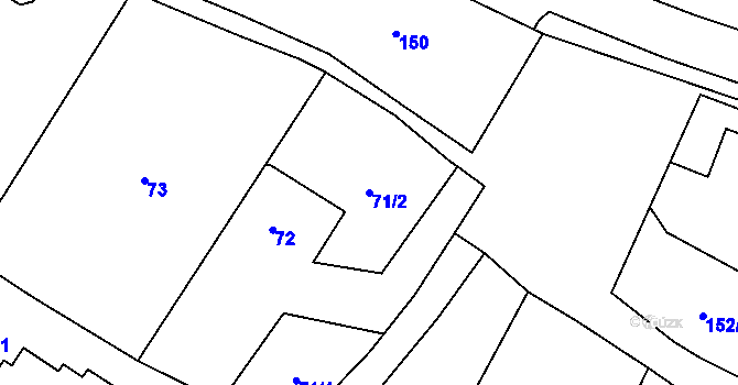 Parcela st. 71/2 v KÚ Slatiny, Katastrální mapa