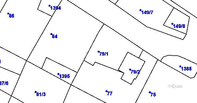Parcela st. 79/1 v KÚ Slatiny, Katastrální mapa