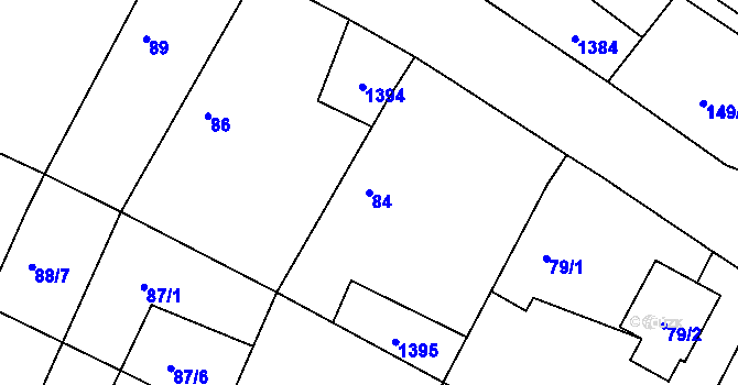 Parcela st. 84 v KÚ Slatiny, Katastrální mapa
