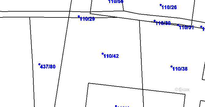 Parcela st. 110/42 v KÚ Slatiny, Katastrální mapa