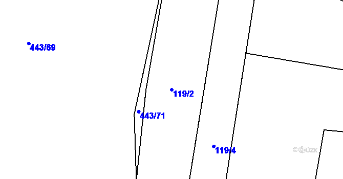 Parcela st. 119/2 v KÚ Slatiny, Katastrální mapa
