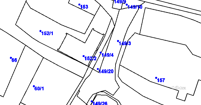 Parcela st. 149/4 v KÚ Slatiny, Katastrální mapa