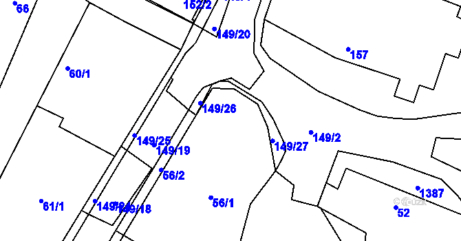 Parcela st. 149/5 v KÚ Slatiny, Katastrální mapa