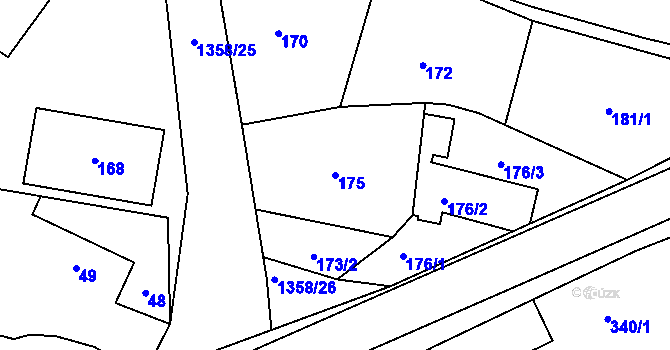 Parcela st. 175 v KÚ Slatiny, Katastrální mapa