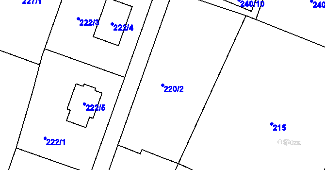 Parcela st. 220/2 v KÚ Slatiny, Katastrální mapa