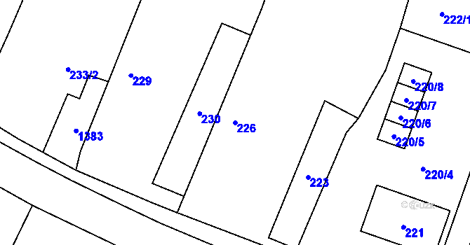 Parcela st. 226 v KÚ Slatiny, Katastrální mapa