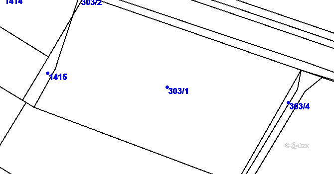 Parcela st. 303/1 v KÚ Slatiny, Katastrální mapa