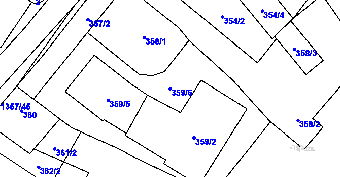 Parcela st. 359/6 v KÚ Slatiny, Katastrální mapa