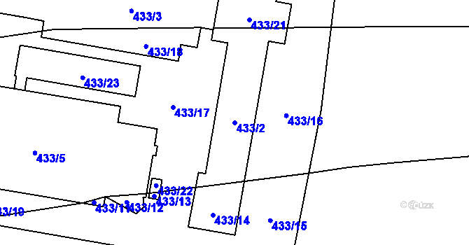 Parcela st. 433/2 v KÚ Slatiny, Katastrální mapa