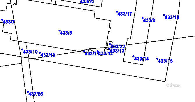 Parcela st. 433/12 v KÚ Slatiny, Katastrální mapa