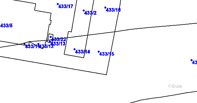 Parcela st. 433/15 v KÚ Slatiny, Katastrální mapa
