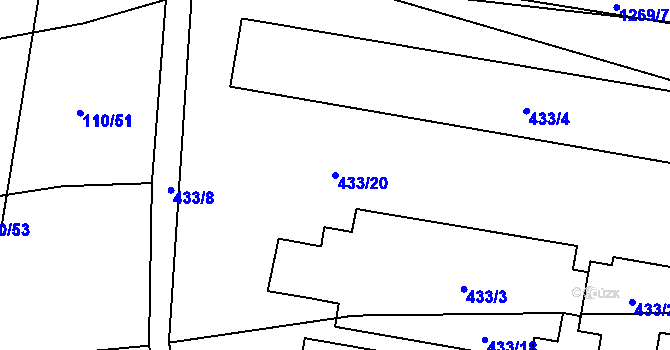 Parcela st. 433/20 v KÚ Slatiny, Katastrální mapa