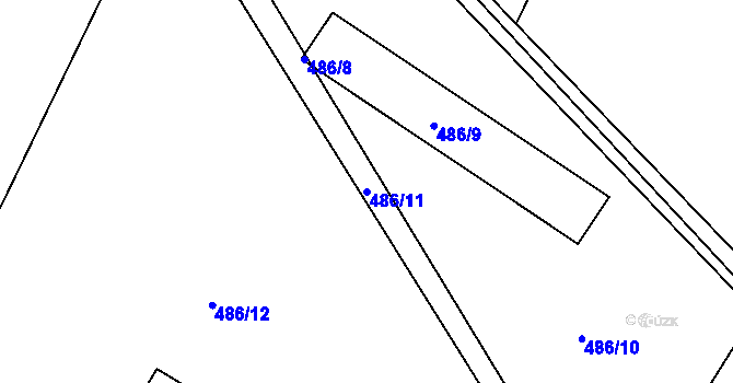 Parcela st. 486/11 v KÚ Slatiny, Katastrální mapa