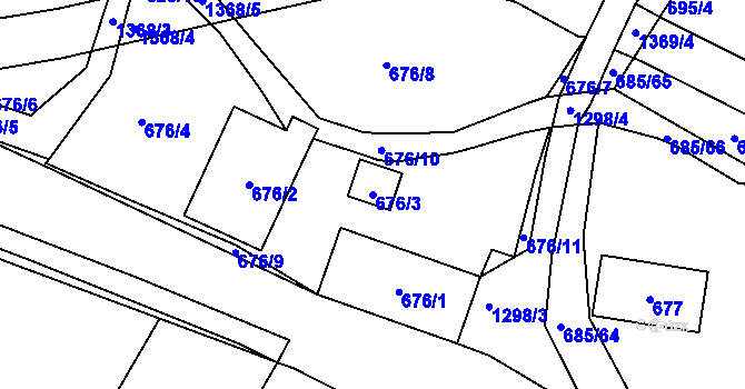 Parcela st. 676/3 v KÚ Slatiny, Katastrální mapa