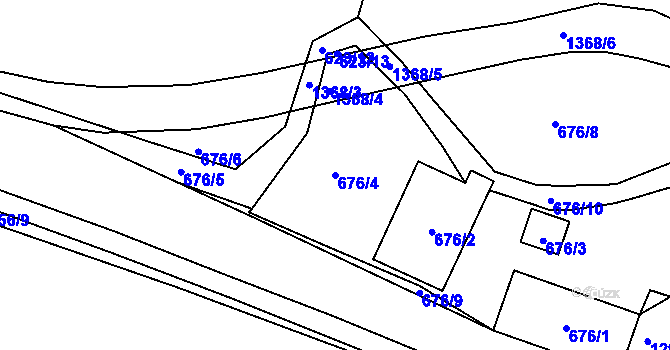 Parcela st. 676/4 v KÚ Slatiny, Katastrální mapa