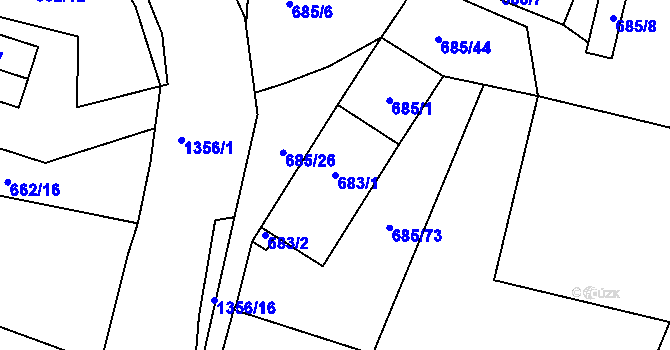 Parcela st. 683/1 v KÚ Slatiny, Katastrální mapa