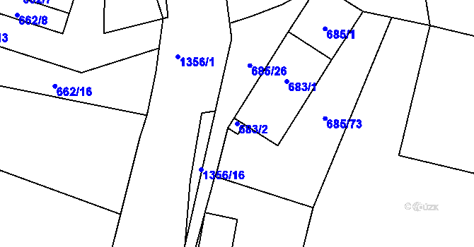 Parcela st. 683/2 v KÚ Slatiny, Katastrální mapa