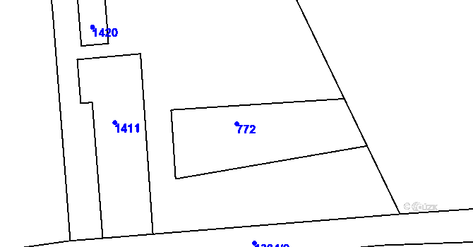 Parcela st. 772 v KÚ Slatiny, Katastrální mapa