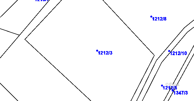 Parcela st. 1212/3 v KÚ Slatiny, Katastrální mapa