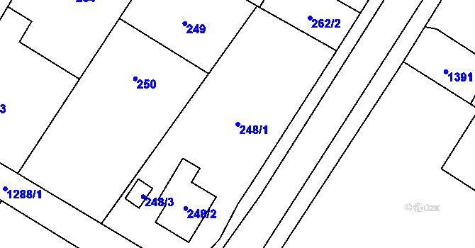 Parcela st. 248/1 v KÚ Slatiny, Katastrální mapa