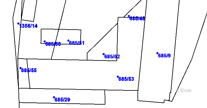 Parcela st. 685/52 v KÚ Slatiny, Katastrální mapa