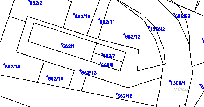 Parcela st. 662/7 v KÚ Slatiny, Katastrální mapa