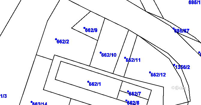 Parcela st. 662/10 v KÚ Slatiny, Katastrální mapa