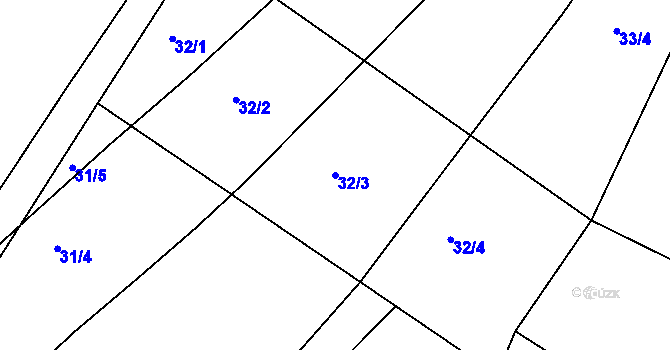 Parcela st. 32/3 v KÚ Slatiny, Katastrální mapa