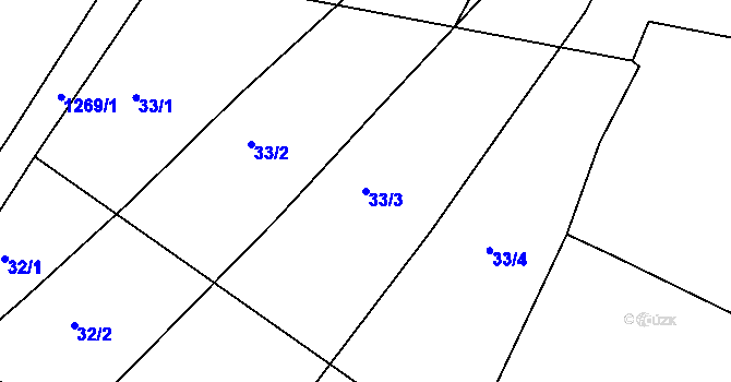 Parcela st. 33/3 v KÚ Slatiny, Katastrální mapa