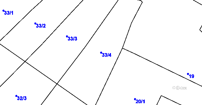 Parcela st. 33/4 v KÚ Slatiny, Katastrální mapa