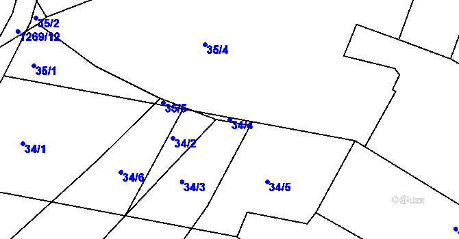Parcela st. 34/4 v KÚ Slatiny, Katastrální mapa