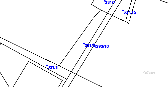 Parcela st. 331/3 v KÚ Slatiny, Katastrální mapa