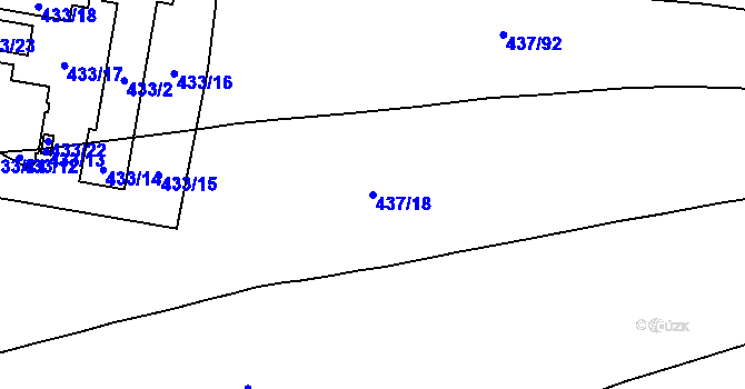 Parcela st. 437/18 v KÚ Slatiny, Katastrální mapa