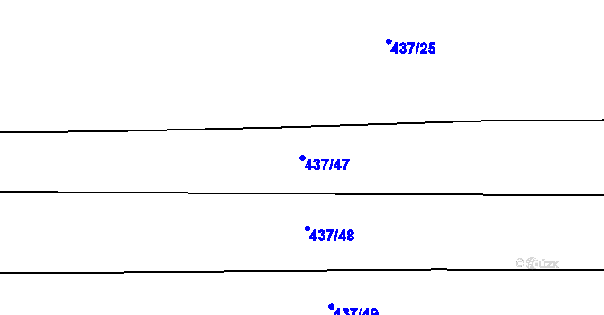 Parcela st. 437/47 v KÚ Slatiny, Katastrální mapa