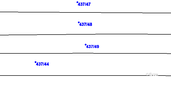 Parcela st. 437/49 v KÚ Slatiny, Katastrální mapa