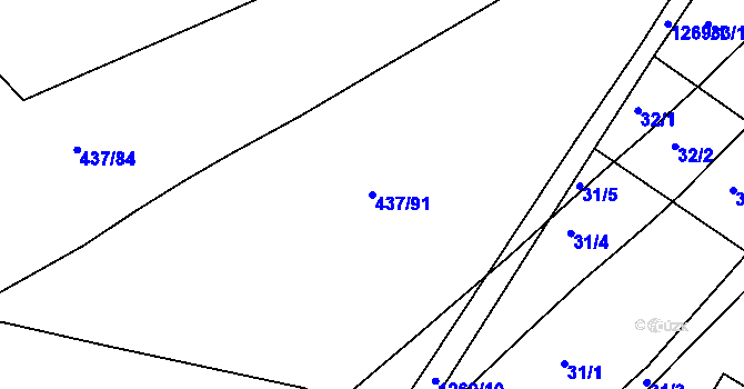 Parcela st. 437/91 v KÚ Slatiny, Katastrální mapa
