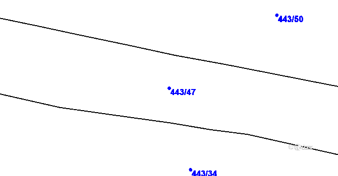 Parcela st. 443/47 v KÚ Slatiny, Katastrální mapa