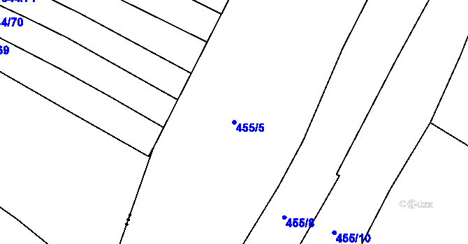 Parcela st. 455/5 v KÚ Slatiny, Katastrální mapa