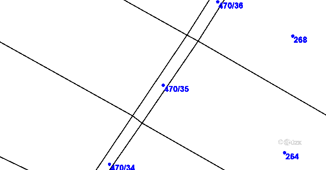 Parcela st. 470/35 v KÚ Slatiny, Katastrální mapa