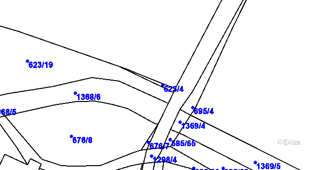 Parcela st. 623/4 v KÚ Slatiny, Katastrální mapa